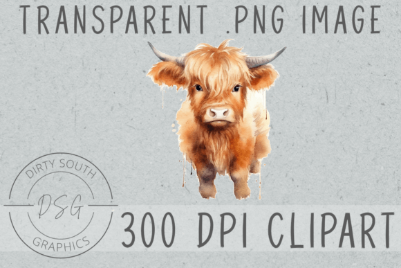 Download Watercolor Baby Highland Cow Calf - Calf Collection