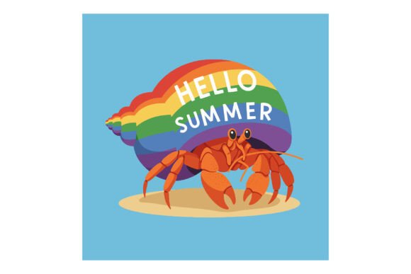 Download Hermit Crab with Rainbow Shell Saying He - Premium Resources