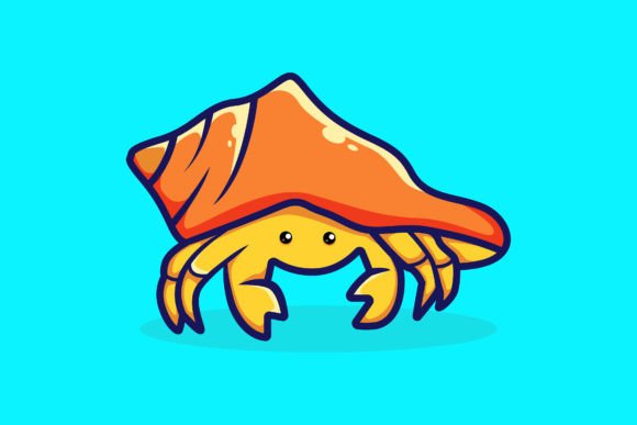 Download Cute Hermit Crab Cartoon Vector Icon - Premium Resources