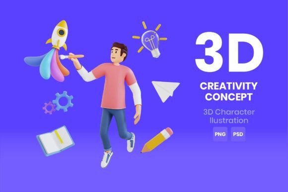 Download Creativity Concept 3d Character - Creativity Collection