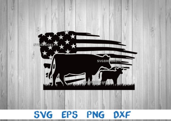 Download Cow and Calf with Usa Flag - Calf Collection