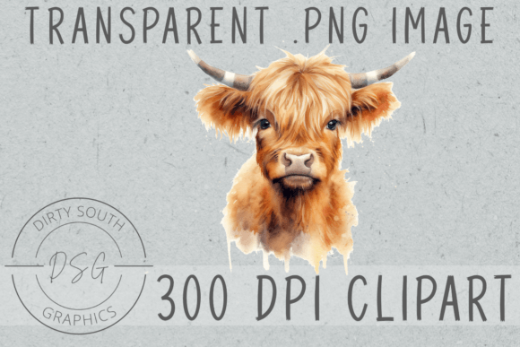 Download Watercolor Baby Highland Cow Calf - Calf Collection