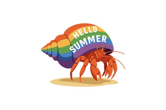 Download Hermit Crab with Rainbow Shell and Hello - Premium Resources
