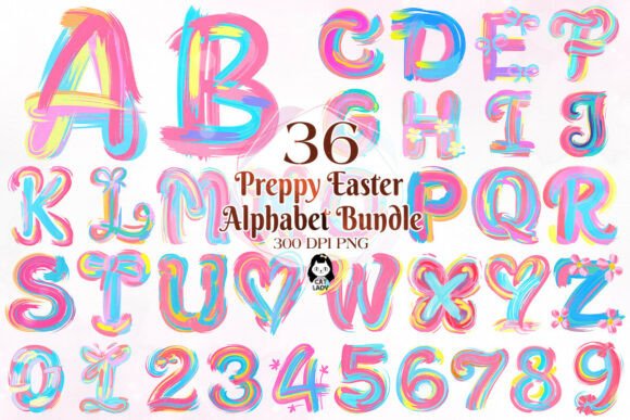 Download Preppy Brushstroke Easter Day Alphabet - Easter day Collection